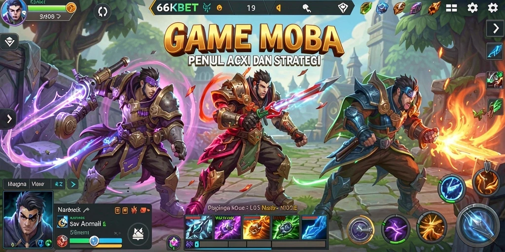 Gameplay seru dari 66KBET dalam pertarungan MOBA.