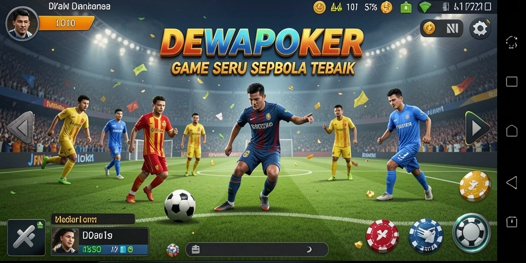 Gameplay DEWAPOKER menunjukkan aksi sepak bola yang seru dan menegangkan.