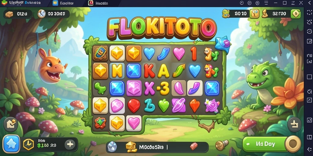 Tampilan gameplay seru dalam permainan Match-3 FLOKITOTO.