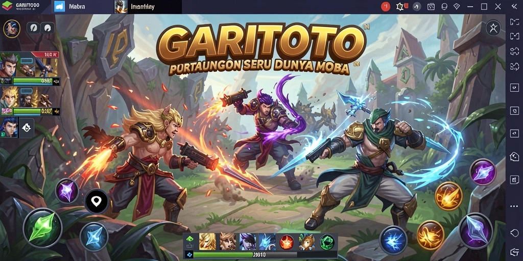Screenshot GARITOTO menampilkan pertarungan seru dalam game MOBA.