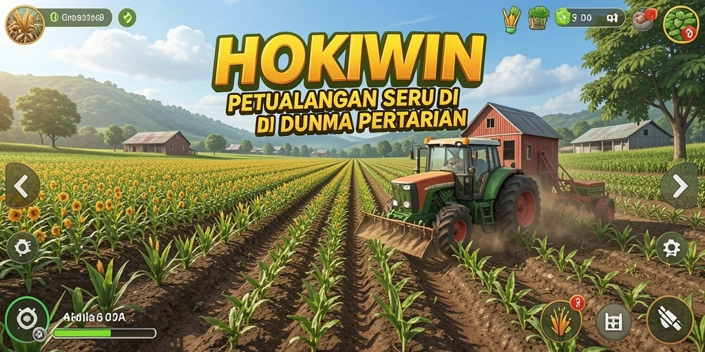 Screenshot gameplay HOKIWIN menampilkan ladang subur dan interaksi dengan pemain lain.