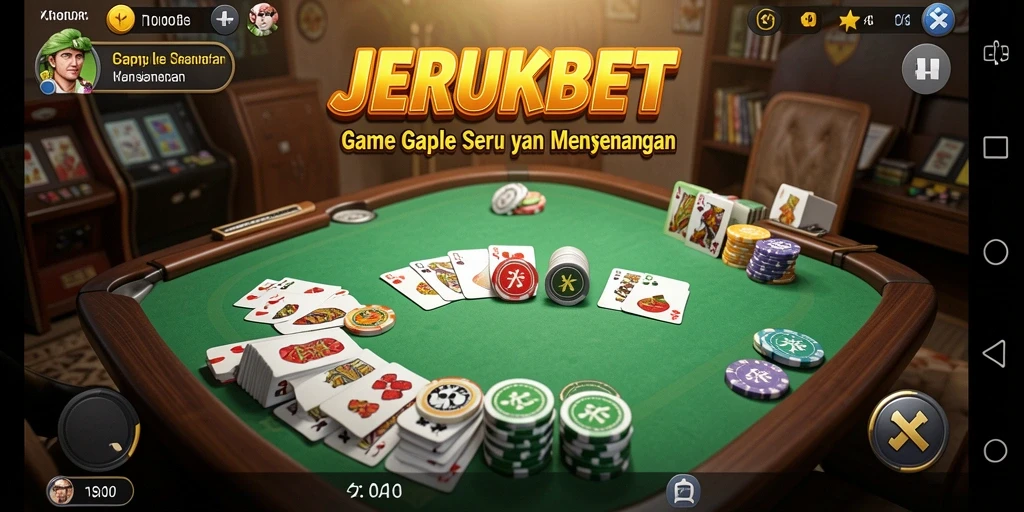 Tampilan gameplay seru dalam permainan Gaple JERUKBET.