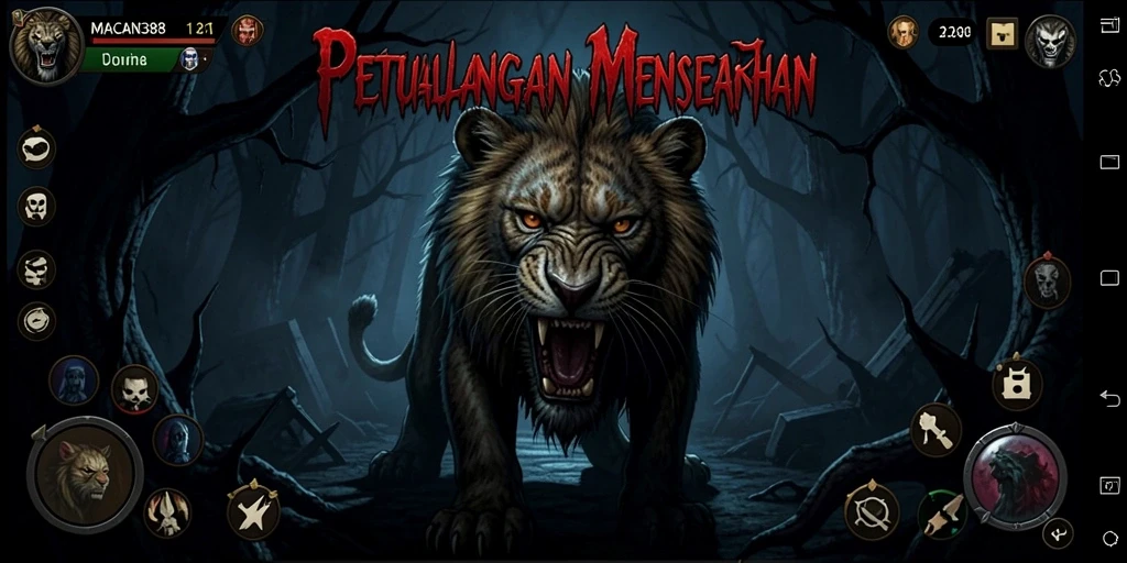 Screenshot gameplay menampilkan suasana seram dalam MACAN388.