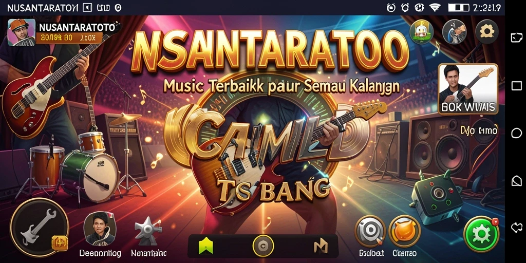Tampilan gameplay NUSANTARATOTO dengan berbagai tantangan musik.