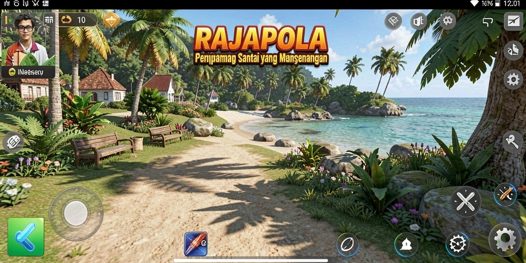 Tangkapan layar menunjukkan gameplay seru RAJAPOLA dengan grafis cerah.