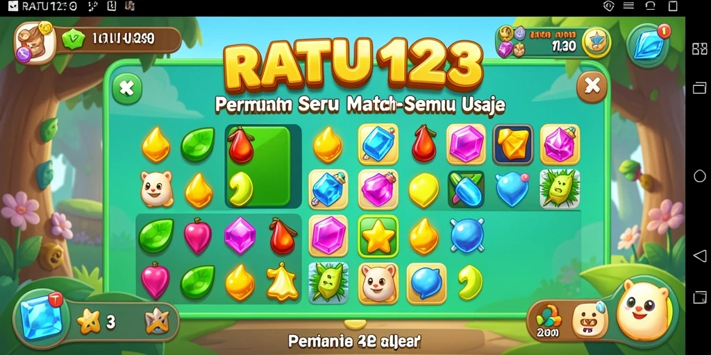 Tampilan permainan RATU123 dengan gameplay Match-3 yang seru.