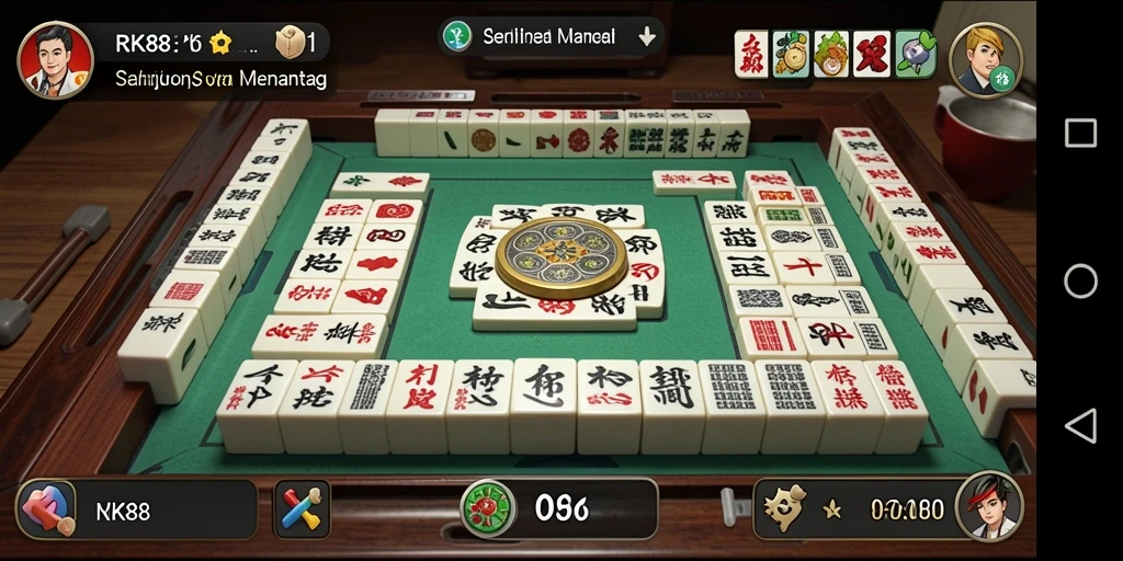 Screenshot dari gameplay seru di RK88, menampilkan papan Mahjong yang menantang.