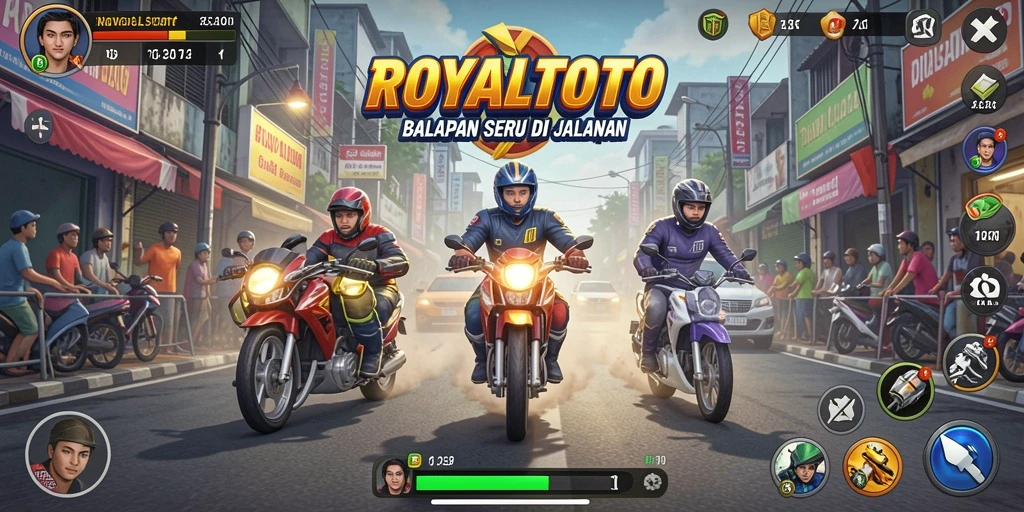Tampilan gameplay Racing ROYALTOTO yang mendebarkan dan penuh aksi.