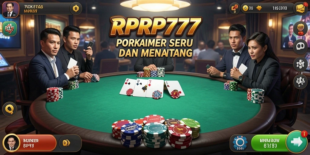 Tampilan gameplay RPRP777 dengan suasana Poker yang seru dan mendebarkan.