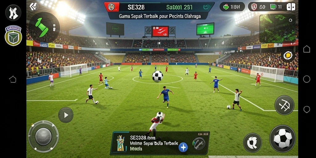 Gameplay SE328 yang seru dan kompetitif dalam pertandingan sepak bola.