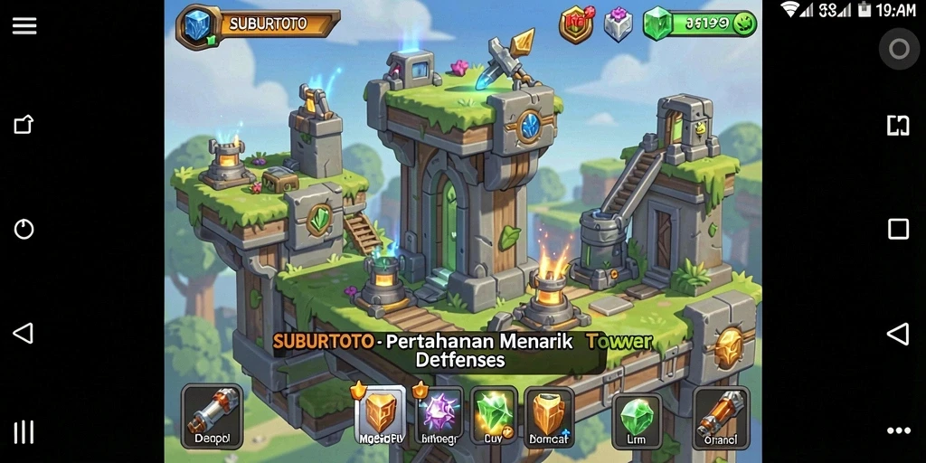 Tampilan menara pertahanan dan strategi dalam SUBURTOTO.