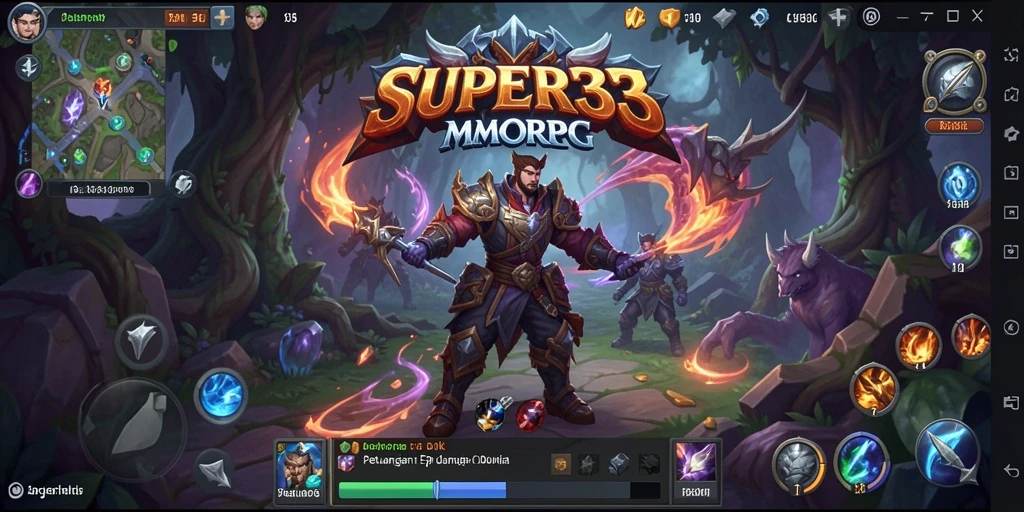 Screenshot utama SUPER33 menampilkan petualangan epik dalam gameplay MMORPG.