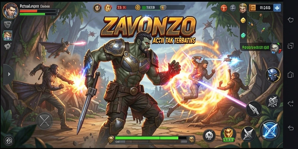 Tangkapan layar gameplay ZAVONZO yang menampilkan aksi pertarungan mendebarkan.